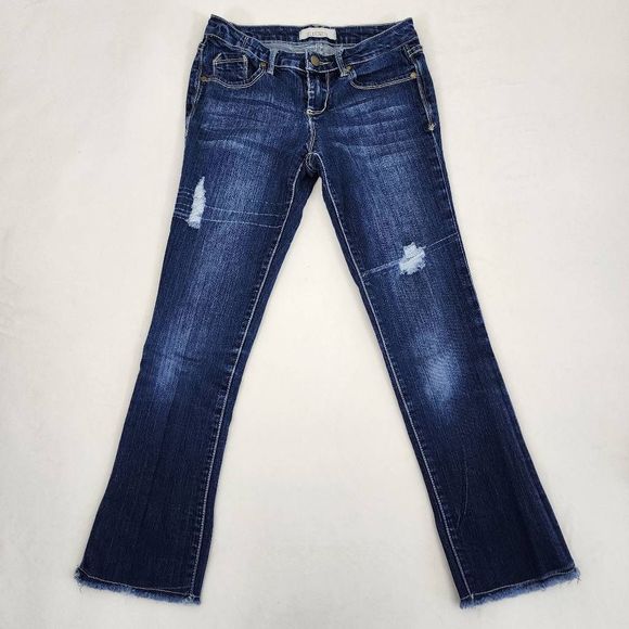 2.1 Denim Skinny Distressed Dark Washed Blue Jeans Women's Size 24 - Picture 3 of 9